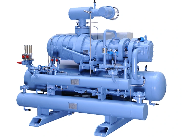 Unidade de compressor de refrigeração de parafuso de dois estágios tipo aberto